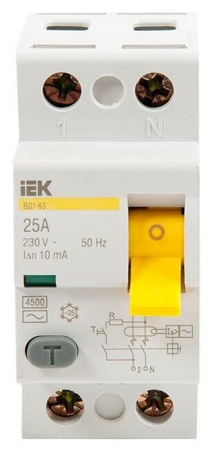 ВД1-63 MDV10-2-025-010 Выключатель дифференциального тока двухполюсный 25А 10мА (тип AC) IEK - фото №20