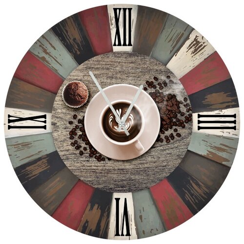 фото Svs настенные часы svs 3502221 kitchen кофе с зернами и маффином