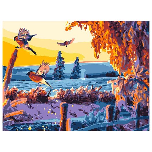 фото Lori набор для раскрашивания по номерам (на картоне) 40 х 30 см солнечный вечер ркн/ф-240 1 шт.