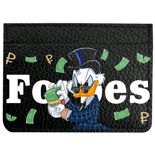 Черный кожаный кардхолдер MustHaveCase Богатая Утка с деньгами