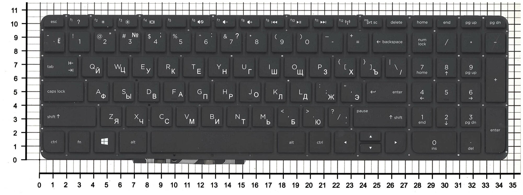 Клавиатура для ноутбука HP 720244-DJ1 черная без рамки плоский Enter