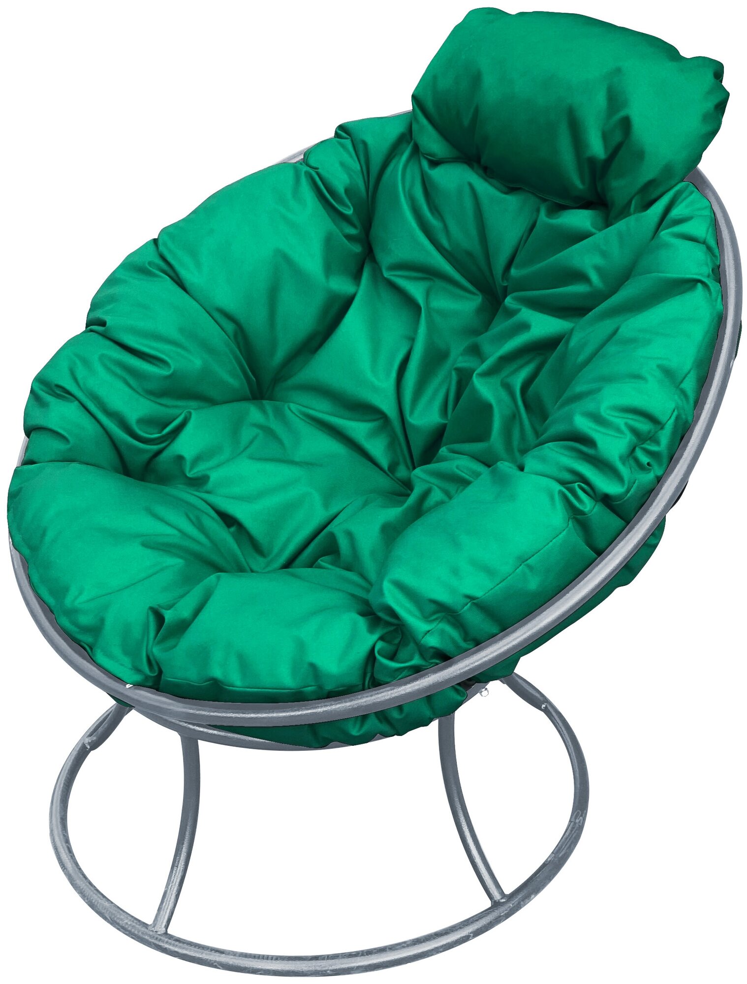 Кресло m-group папасан мини серое, зелёная подушка - фотография № 1