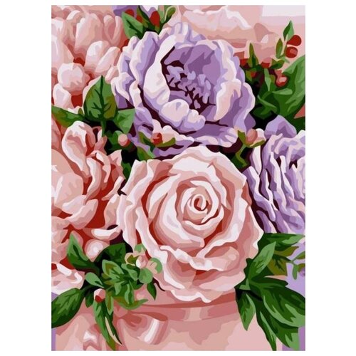 фото Набор для рисования по номерам на картоне русская живопись "розы", 30х40 см