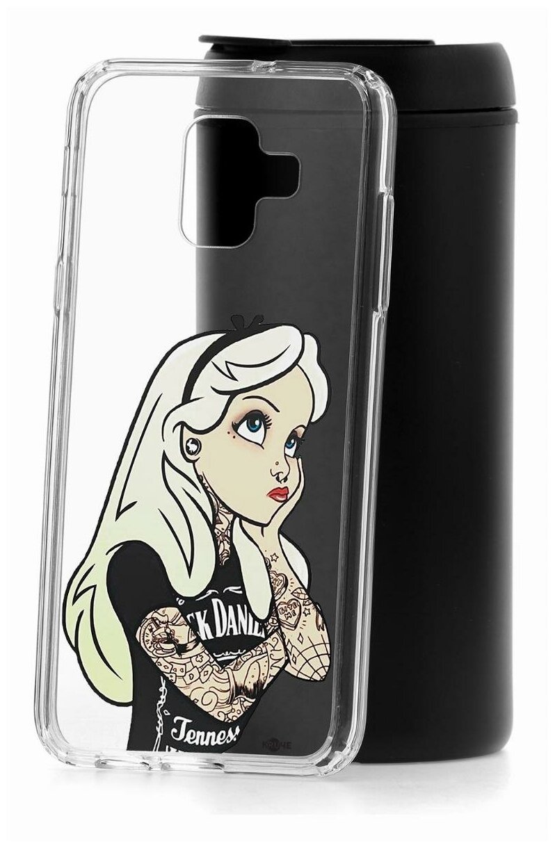 Чехол для Samsung Galaxy A6 Kruche Print Tattoo Girl,пластиковая накладка,силиконовый бампер с защитой камеры,защитный прозрачный кейс с рисунком