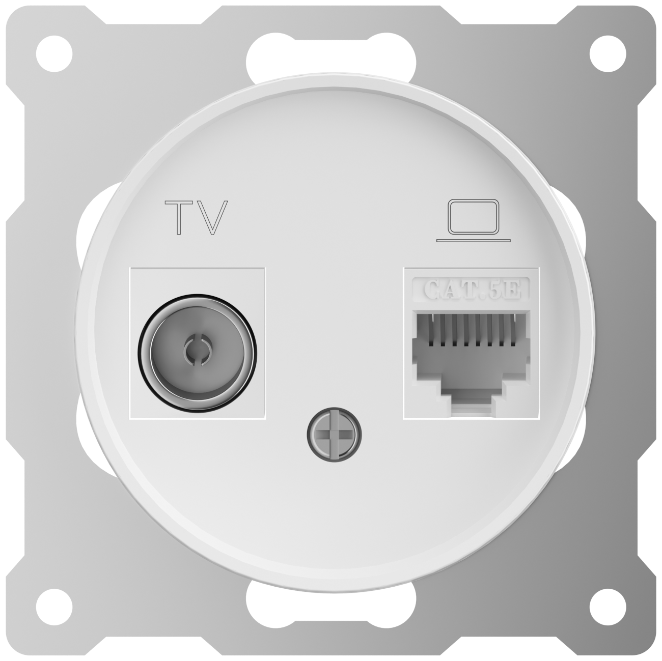 Розетка двойная антенна/компьютер TV/RJ45 кат.5e, цвет белый (серия Florence)