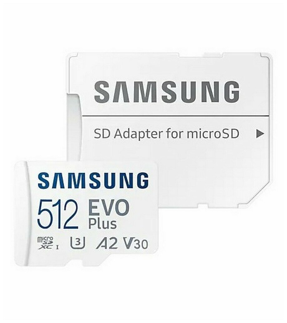 512GB Карта памяти MicroSDXC class10 UHS-I U3 A2 V30 SAMSUNG EVO+ с адаптером (скорость чтения 130MB/s)