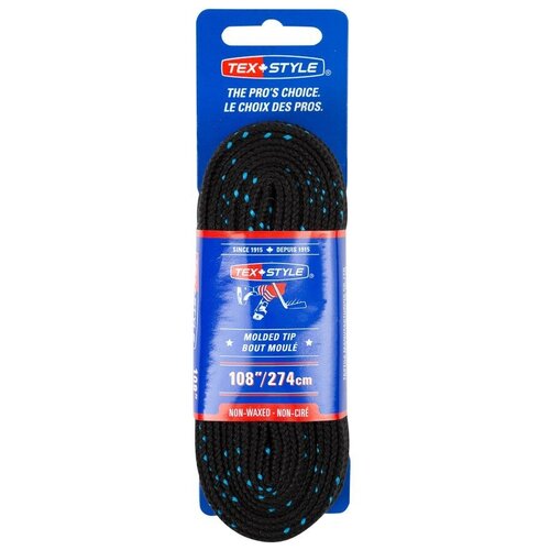 Шнурки для коньков с пропиткой Tex Style 1850 МТ чёрные/синие (305см)