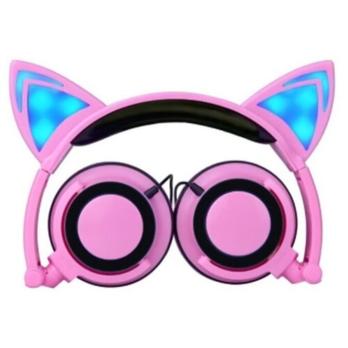 Наушники с ушками кошки cветящиеся Розовый 102900₽
