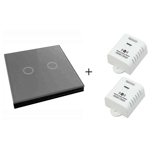 Сенсорный беспроводной выключатель с контроллером eMylo 10A-02SGR-RF Grey KIT