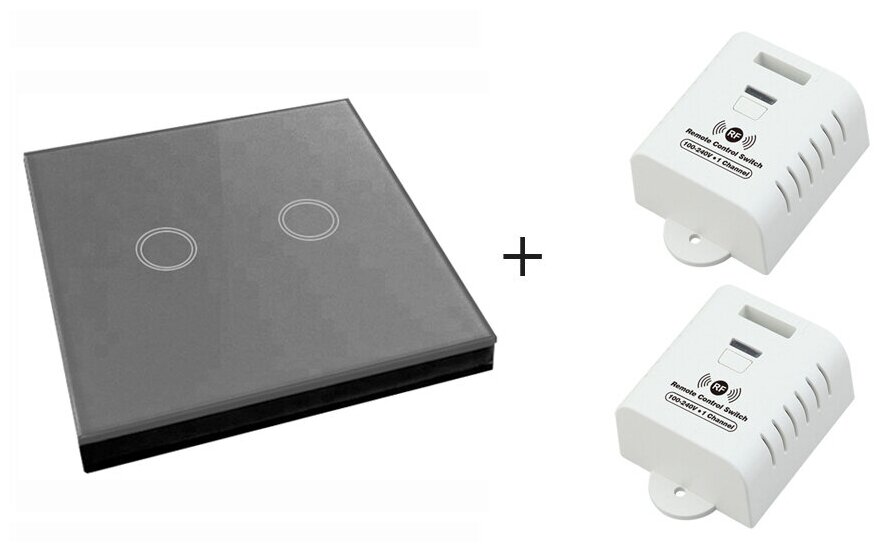 Сенсорный беспроводной выключатель с контроллером eMylo 10A-02SGR-RF Grey KIT