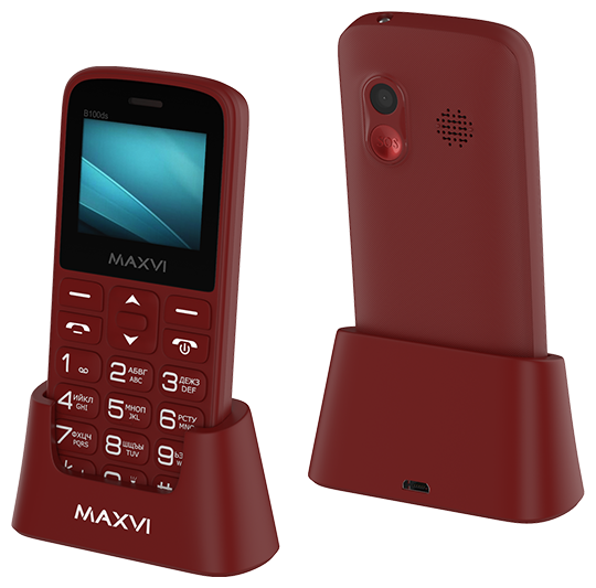 Телефон MAXVI B100DS, винный красный