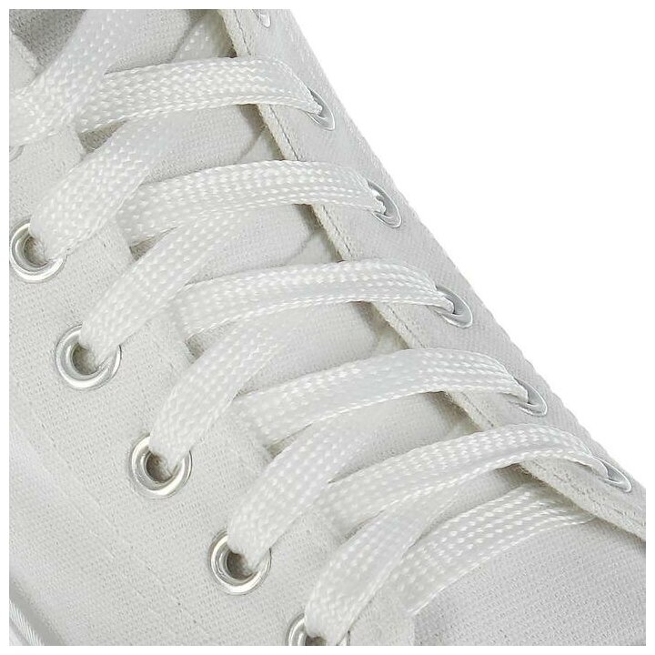 Шнурки для обуви, пара, плоские, 8 мм, 120 ±10 см, цвет белый