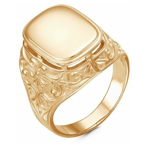 фото Кольцо красная пресня "перстень", мужское, с вензелем, позолота, 20 размер