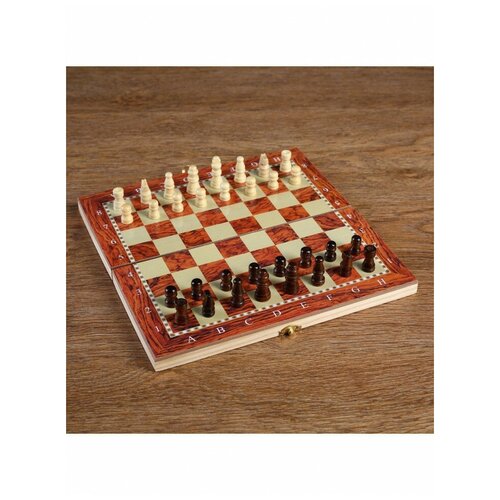 Набор 3 в1 (нарды, шашки, шахматы), под красное дерево, 24х24 см, Сималенд