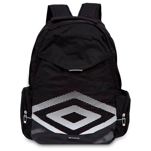 Спортивный рюкзак Umbro Pro Training 2.0 Large Backpack с карманом для бумажника. Большой рюкзак Umbro для тренировки с 2 боковыми карманами, черно-белый, 25 литров, 45 х 30,5 х 22,5 см