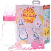 Подарочный набор для новорожденного с 0 мес латексная соска, держатель и бутылочка
