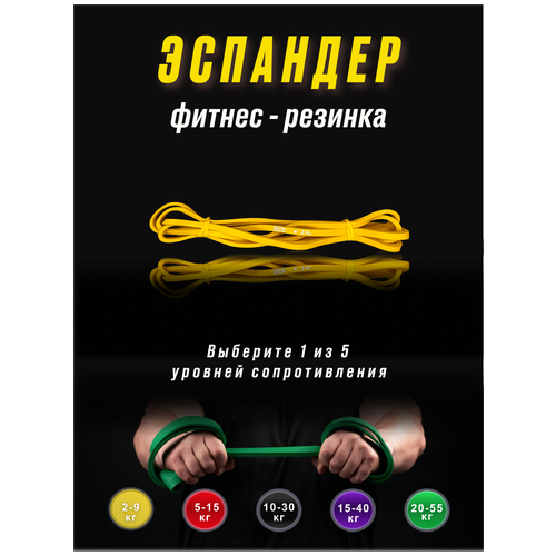фото Эспандер ленточный boomshakalaka/фитнес-резинка/петля для йоги, нагрузка 2-9 кг, 208 x 0.64 x 0.45 см, цвет желтый