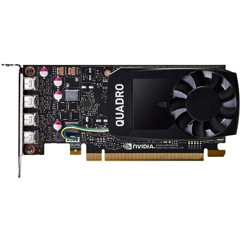 Видеокарта PNY Quadro P1000 4GB (VCQP1000), Retail nvidia quadro p1000 4gb gddr5 128 bit 4 x mdp 1 4 rtl box incl vga 4xmdp