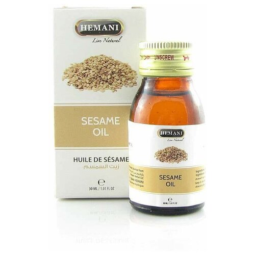 Масло кунжута Хемани (SESAME OIL Hemani) для питания и упругости кожи, UF защита волос, 30 мл.