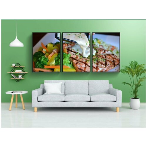 фото Набор модулных постеров для интерьера "лосось, еда, здоровый" 60x90 см. в тубусе, без рамки lotsprints