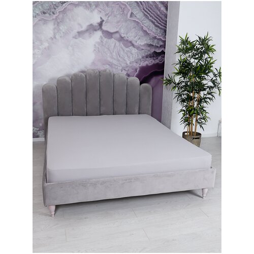 Трикотажная простыня на резинке Селтекс, 160х200х20, цвет: серый