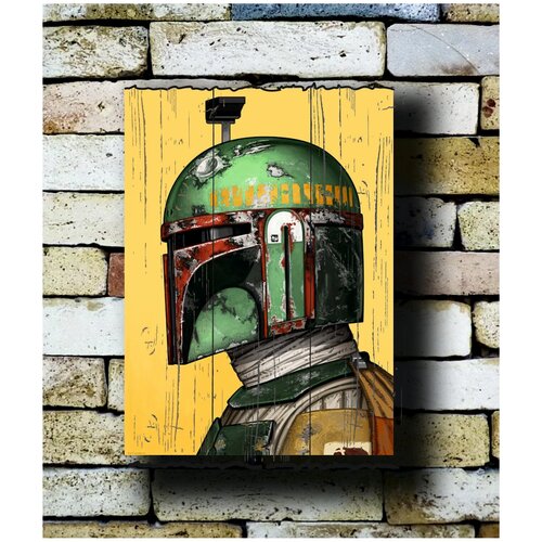 Картина на досках 'Мандалорец. Бобба фетт . мандо. звездные войны. Бэби йода ' 30/40 см