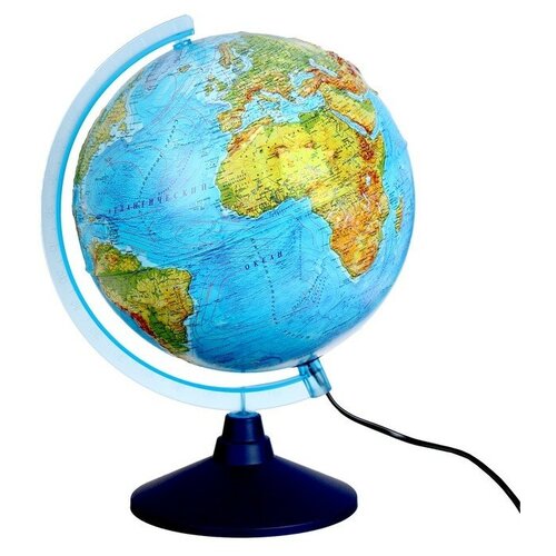 Интерактивный глобус физико-политический рельефный, диаметр 250 мм, с подсветкой, с очками Глобен 46 .