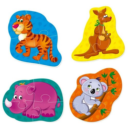 фото Мягкие пазлы baby puzzle тигренок и друзья 4 картинки, 13 эл vladi toys