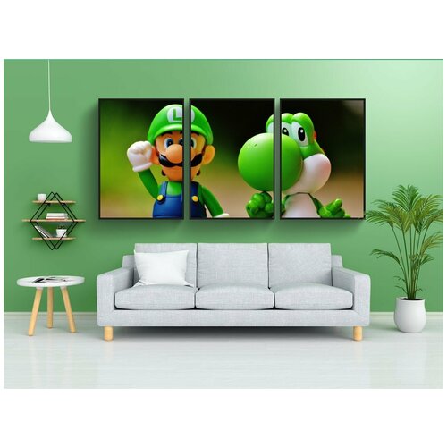 фото Набор модулных постеров для интерьера "луиджи, йоши, персонажи" 60x90 см. в тубусе, без рамки lotsprints