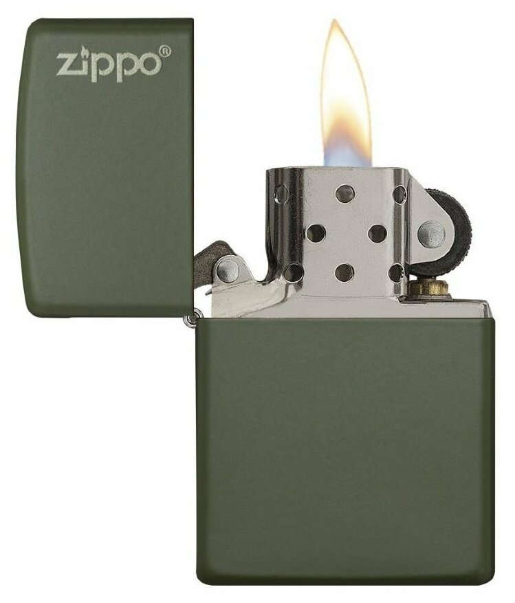 Зажигалка ZIPPO 221ZL Zippo Logo Green Matte - фотография № 3