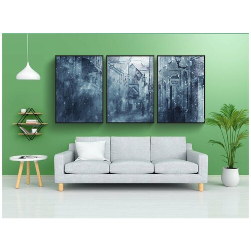 фото Набор модулных постеров для интерьера "метель, снег, сезон" 60x90 см. в тубусе, без рамки lotsprints