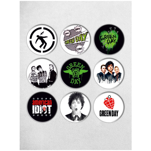 Набор из 9 значков 5 см Green Day / Значки