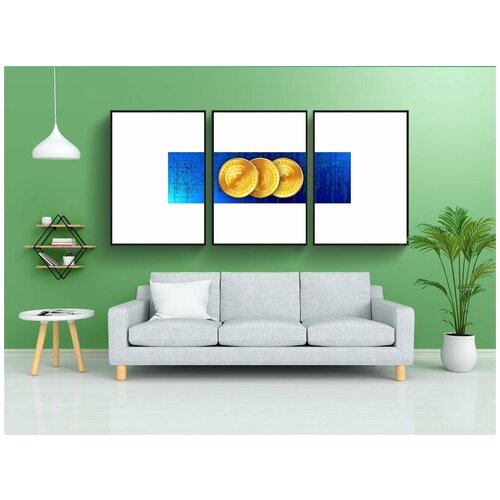 фото Набор модулных постеров для интерьера "bitcoin, монета, деньги" 60x90 см. в тубусе, без рамки lotsprints