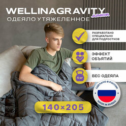 Утяжеленное одеяло WELLINAGRAVITY 140x205 см. темно-серый 4 кг. / Тяжелое одеяло для взрослых 1,5 спальное