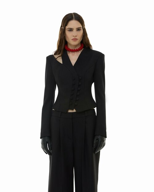 Пиджак Sorelle, средней длины, силуэт прилегающий, подкладка, размер XS, черный