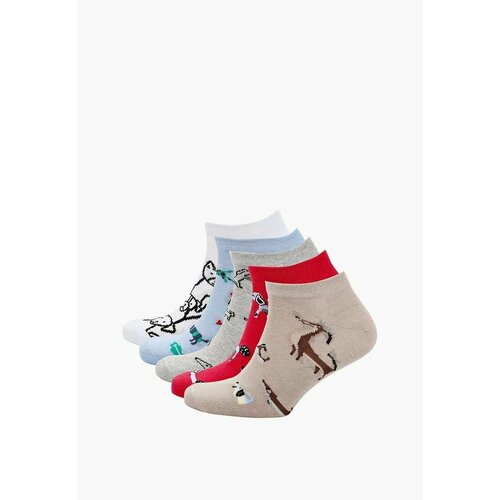 фото Носки big bang socks, 5 пар, размер 35-39, черный, белый, красный, бежевый