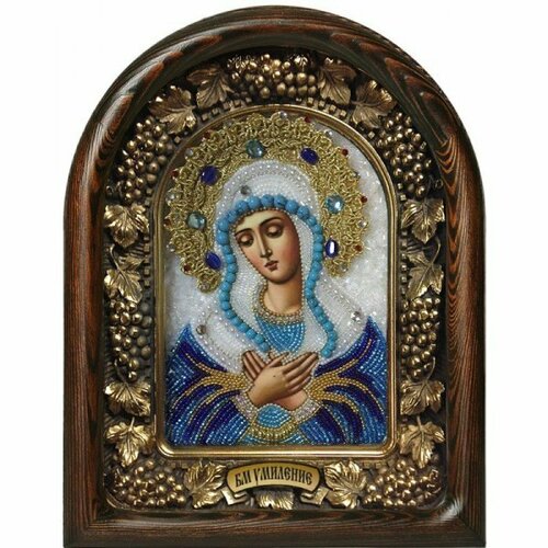 Икона Божией Матери Умиление бисер натуральные камни, арт ДИ-381