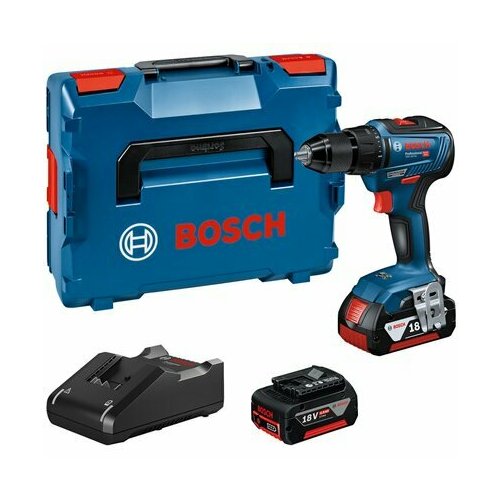 Аккумуляторная ударная дрель-шуруповерт Bosch GSB 18V-55 с аккумуляторами и зу GAL в кейсе L-Boxx 4590000₽