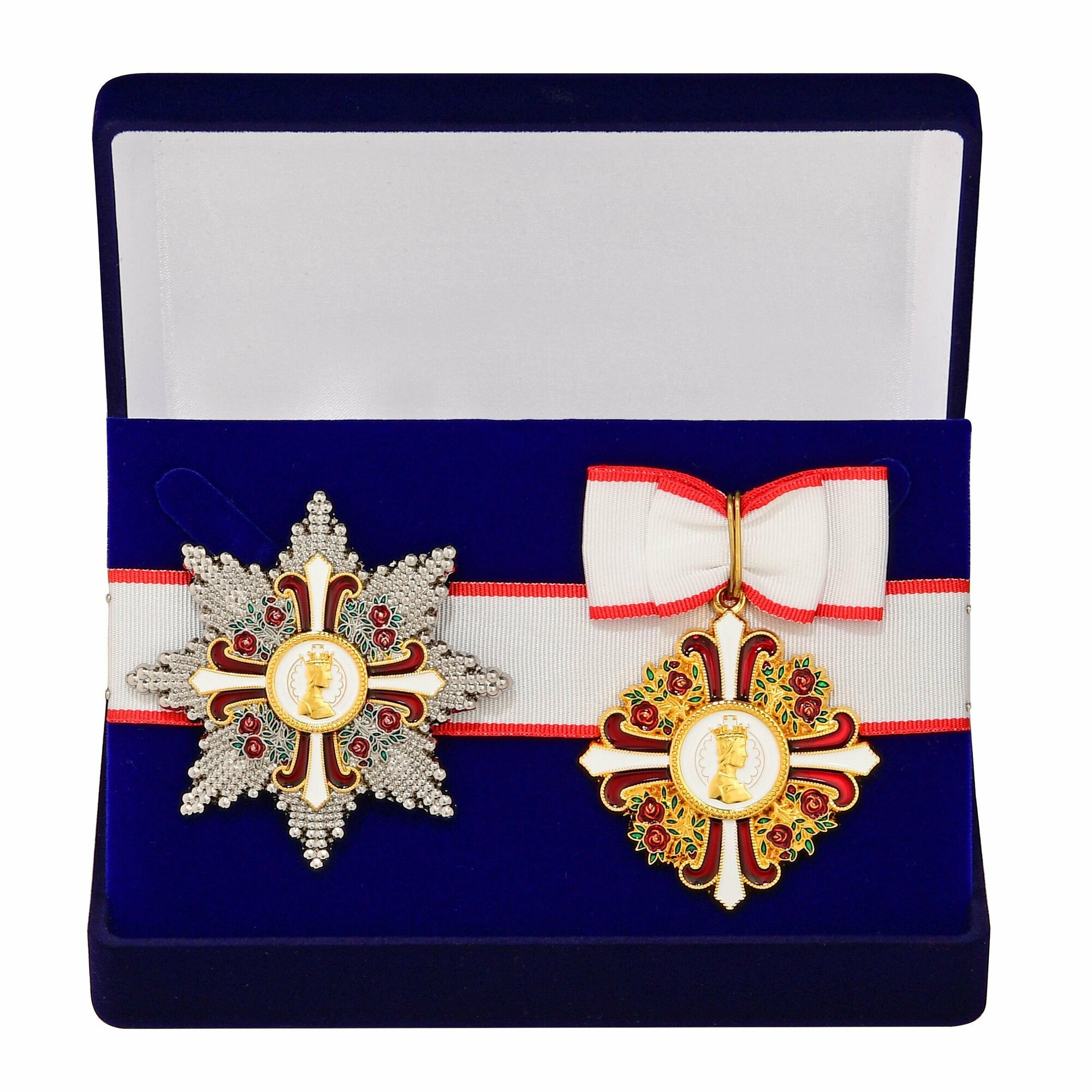 Знак и звезда ордена Елизаветы (Австро-Венгрия) в подарочном футляре, сувенирные муляжи