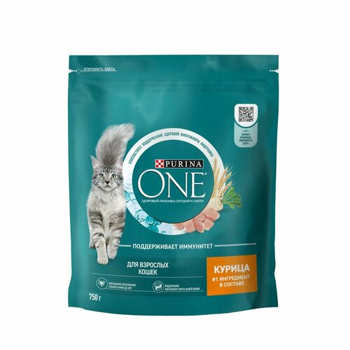 Purina 750 г сухой корм для взрослых кошек, с высоким содержанием курицы 5 шт