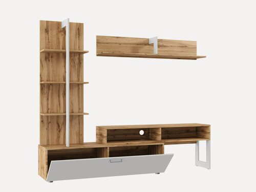 Изображение товара Стенка в гостиную "ЮНГ", цвет дуб вотан/белый, стенка под телевизор