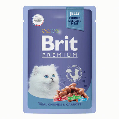 Brit Premium Корм консервированный для котят Телятина с Морковью в желе, 85гр, 6 штук