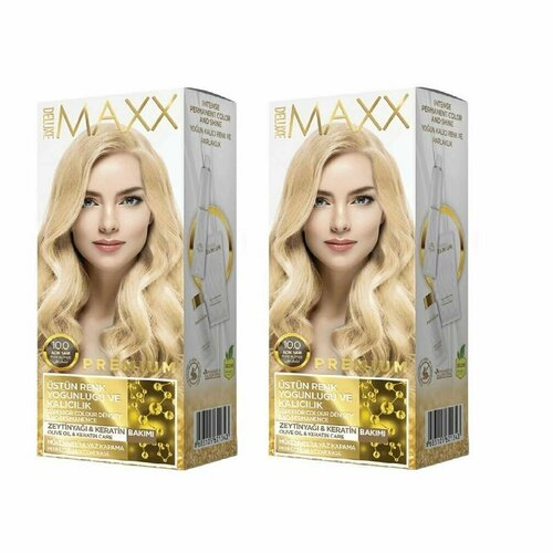 Maxx deluxe Набор для окрашивания волос PREMIUM HAIR DYE KIT, 10.0 Светлый блондин, 2 уп окислитель londacolor 1 9% 60 мл 2 шт