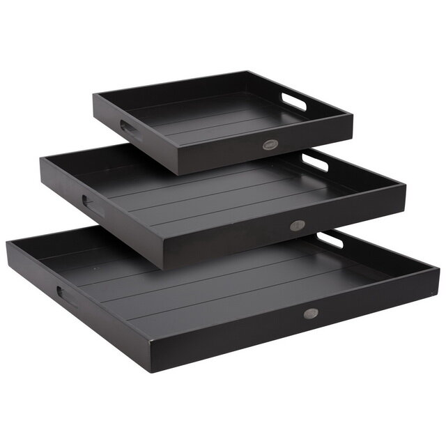 фото Koopman Набор деревянных подносов Alfgund 34-58 см, 3 шт, черный HZ1930670