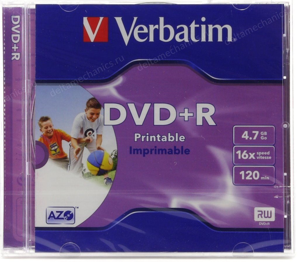 DVD+R 4.7GB Verbatim 16x Printable, jewel (43507)