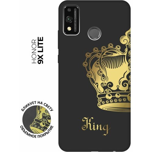 Матовый чехол True King для Honor 9X Lite / Хонор 9Х Лайт с 3D эффектом черный матовый чехол trekking для honor 9x lite хонор 9х лайт с эффектом блика черный