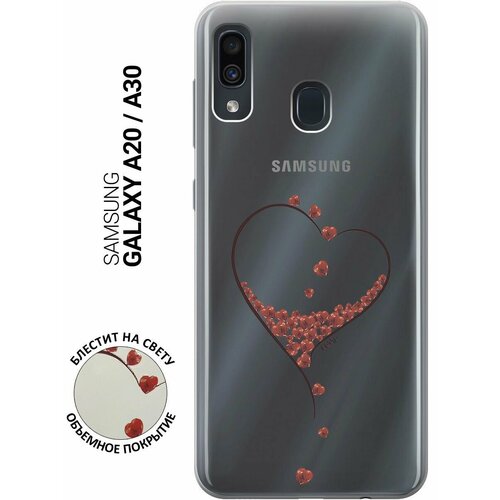 Ультратонкий силиконовый чехол-накладка Transparent для Samsung Galaxy A20, A30 с 3D принтом Little hearts ультратонкий силиконовый чехол накладка transparent для xiaomi mi 9 с 3d принтом little hearts