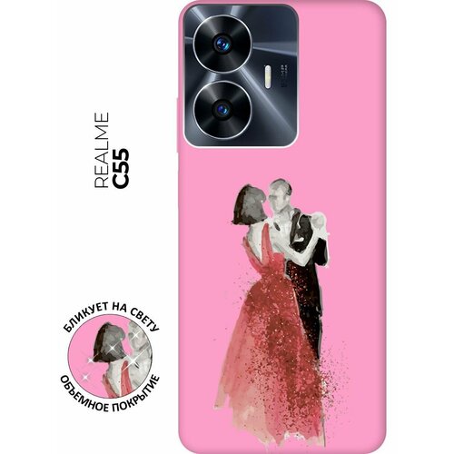 Матовый чехол Dancing Couple для Realme C55 / Рилми С55 с 3D эффектом розовый матовый чехол unicorn swim ring для realme c55 рилми с55 с 3d эффектом розовый