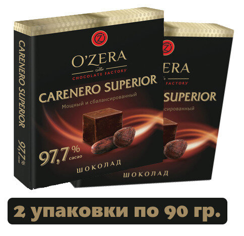 Шоколад OZera, шоколад Carenero Superior, содержание какао 97,7%, 90 г, 2 шт