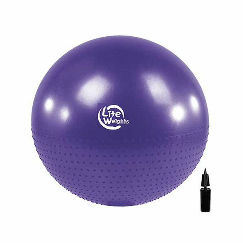 Мяч гимнастический + массажный Lite Weights 75см, с насосом, фиолетовый